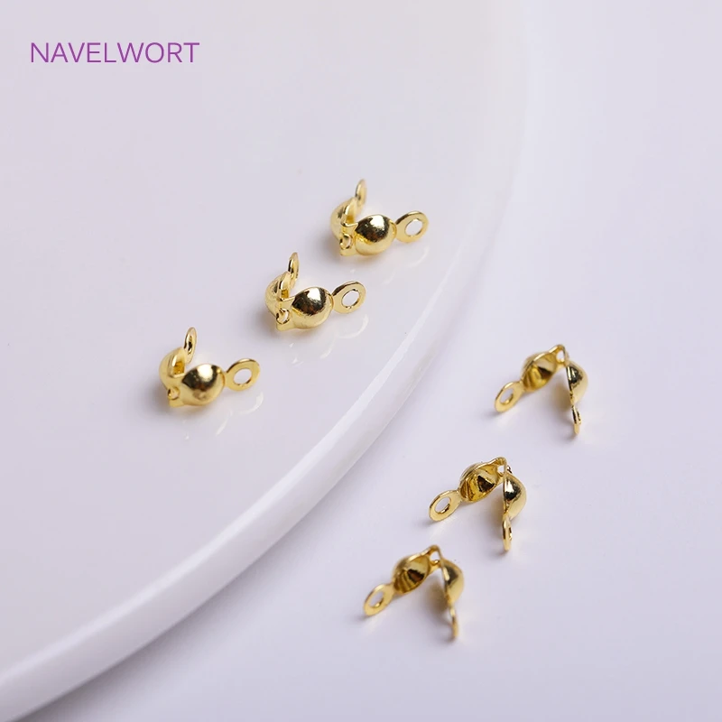 Top Trends: 18K Gold Plated Double Cup Bead Tip, Brass Metal 3.2mm Calotte Crimp Bead Tip Knot Cover DIY Jewelry Making Findings Wholesale Shoppable Styles