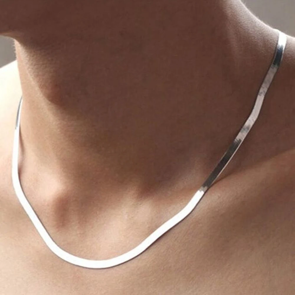 Top Trends: 925 Sterling Silver Fine 4MM Blade Chain Necklace For Women Men Luxury Wedding Party Jewelry Holiday Gifts Shoppable Styles