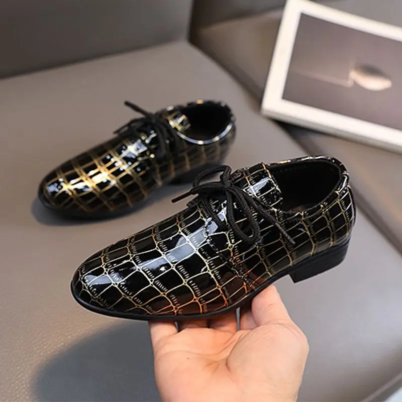 Top Trends: Children Kids Leather Flats Toddler Medium Big Boys Lace Up Classic Style Fashion Leather White Black Plaid Wedding Stage Shoes Shoppable Styles