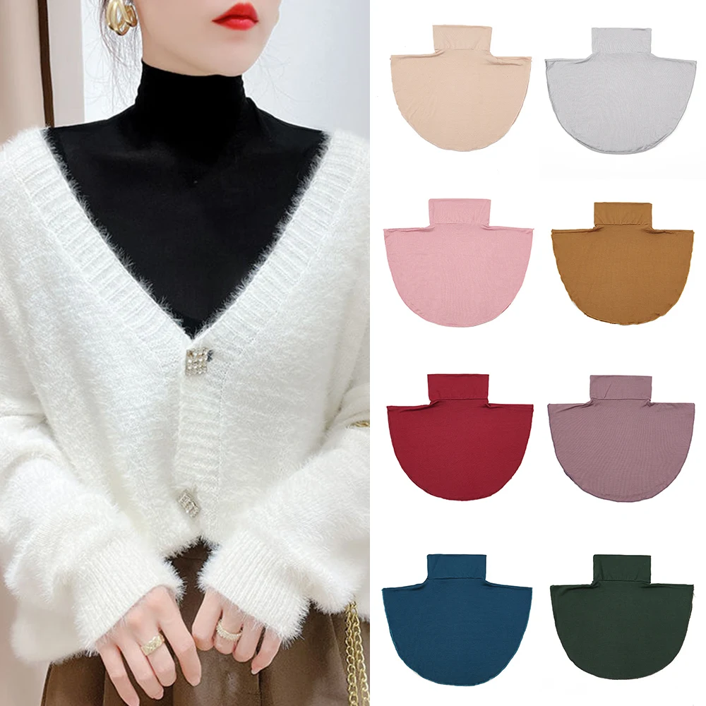 Top Trends: Women Turtleneck Fake Collar Detachable Neck Collars Solid Color Mock False Collar Turtleneck High Neck Cover Elastic Loop Scarf Shoppable Styles