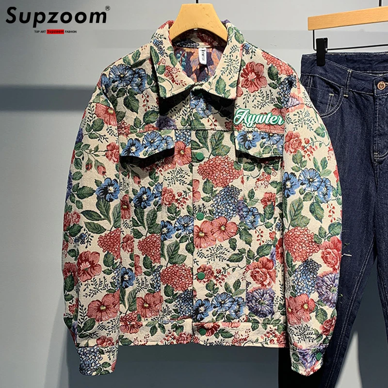 Top Trends: Supzoom 2023 New Arrival Top Fashion Turn-down Collar Edition Printed Design Flowers Casual Comfortable Lapel Jacket Men Coat Shoppable Styles