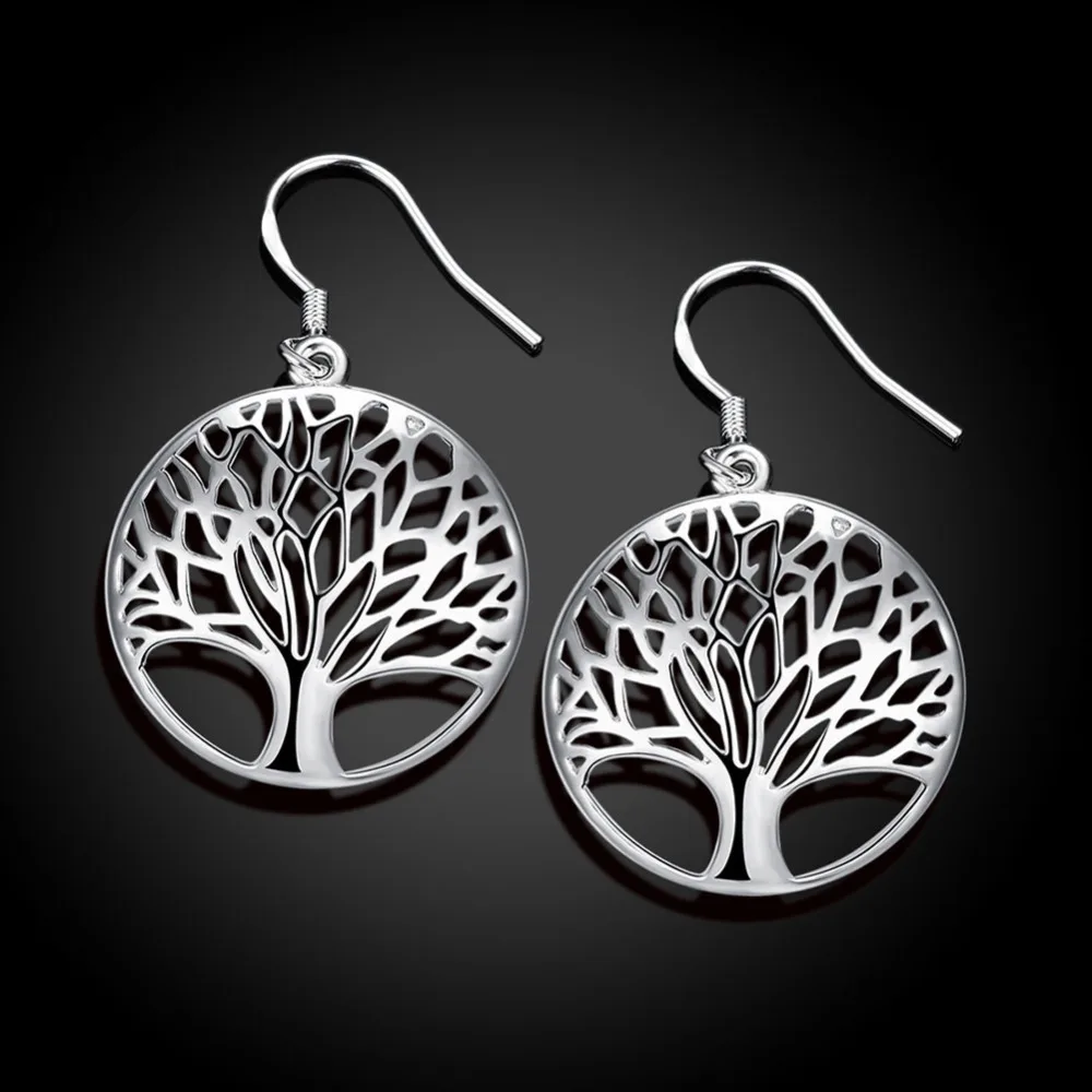 Top Trends: Hot High Quality Pretty 925 Sterling Silver Hollow Round Tree Drop Earrings For Women Fashion Jewelry Party Christmas Gifts Shoppable Styles