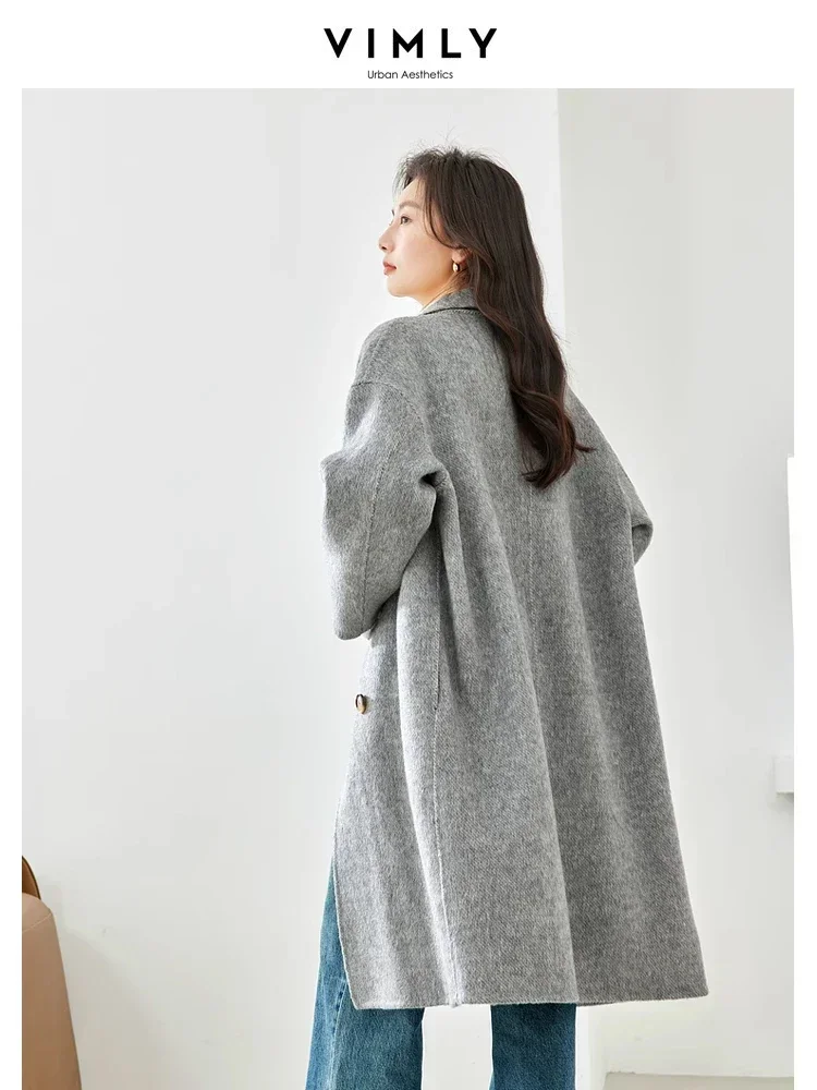 Top Trends: Vimly Double Faced Wool Blend Long Coat Women 2023 Winter Elegant Office Lady Straight Warm Woolen Jacket Female Overcoat 50690 Shoppable Styles - Image 2