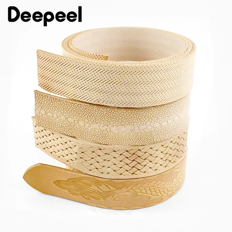 Top Trends: 1Pc Deepeel 3.8cm*110 / 120cm Men&#039;s First Layer Cowskin Embossed Belt Pin Buckle Band DIY Handmade Crafts Leather Accessories Shoppable Styles