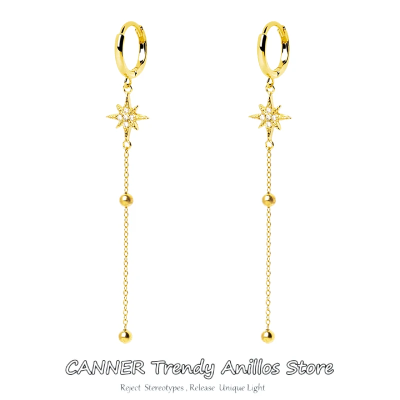 Top Trends: CANNER Long Tassel Gold Silver Color Dangle Earrings For Women Wedding Jewelry 100% 925 Silver Drop Earing Fashion Jewelry Gifts Shoppable Styles