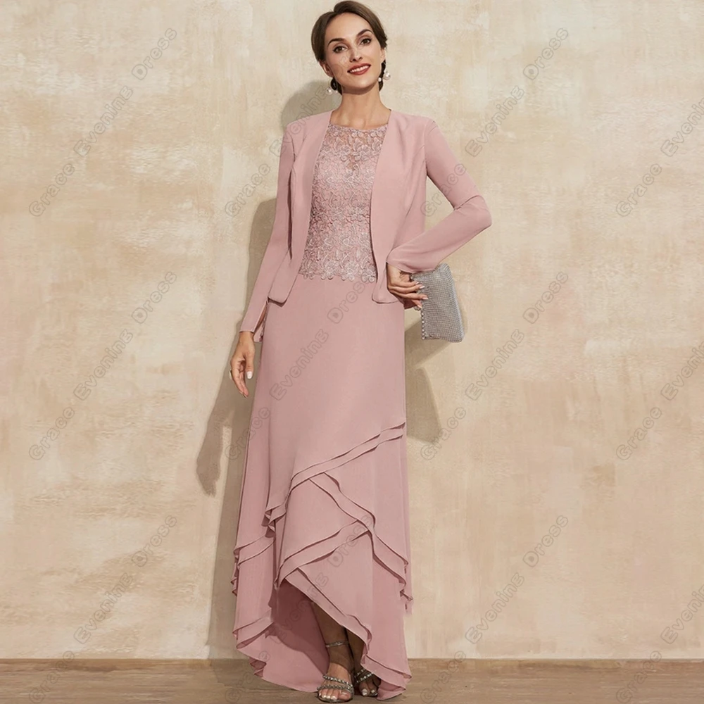 Top Trends: Sheath Pink Mother Of Bride Dresses With Lace Floor Length Wedding Party Dresses 2023 Summer New Robe De Soirée Full Sleeve Shoppable Styles