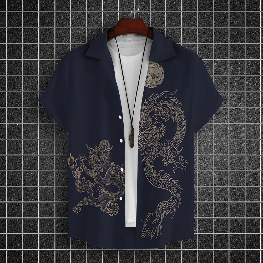 Top Trends: 2023 Men Casual Shirts Short Sleeve Tops Dragon Graphic Clothing 3d Shirts Fashion Streetwear Summer Apparel New For Male Blouse Shoppable Styles