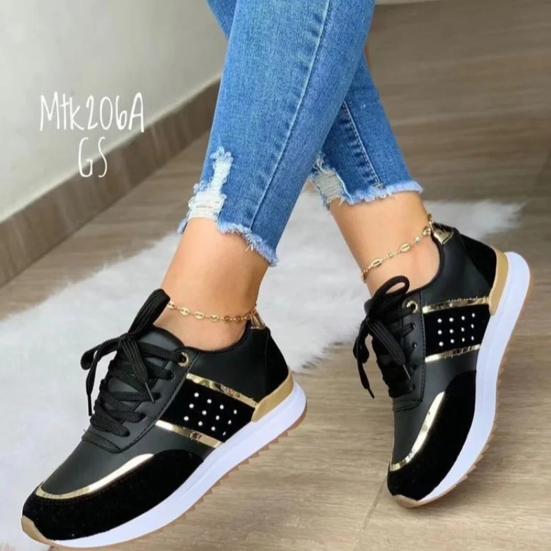 Top Trends: 2023 Women Sneakers Platform Shoes Leather Patchwork Casual Sport Shoes Ladies Outdoor Running Vulcanized Shoes Zapatillas Mujer Shoppable Styles