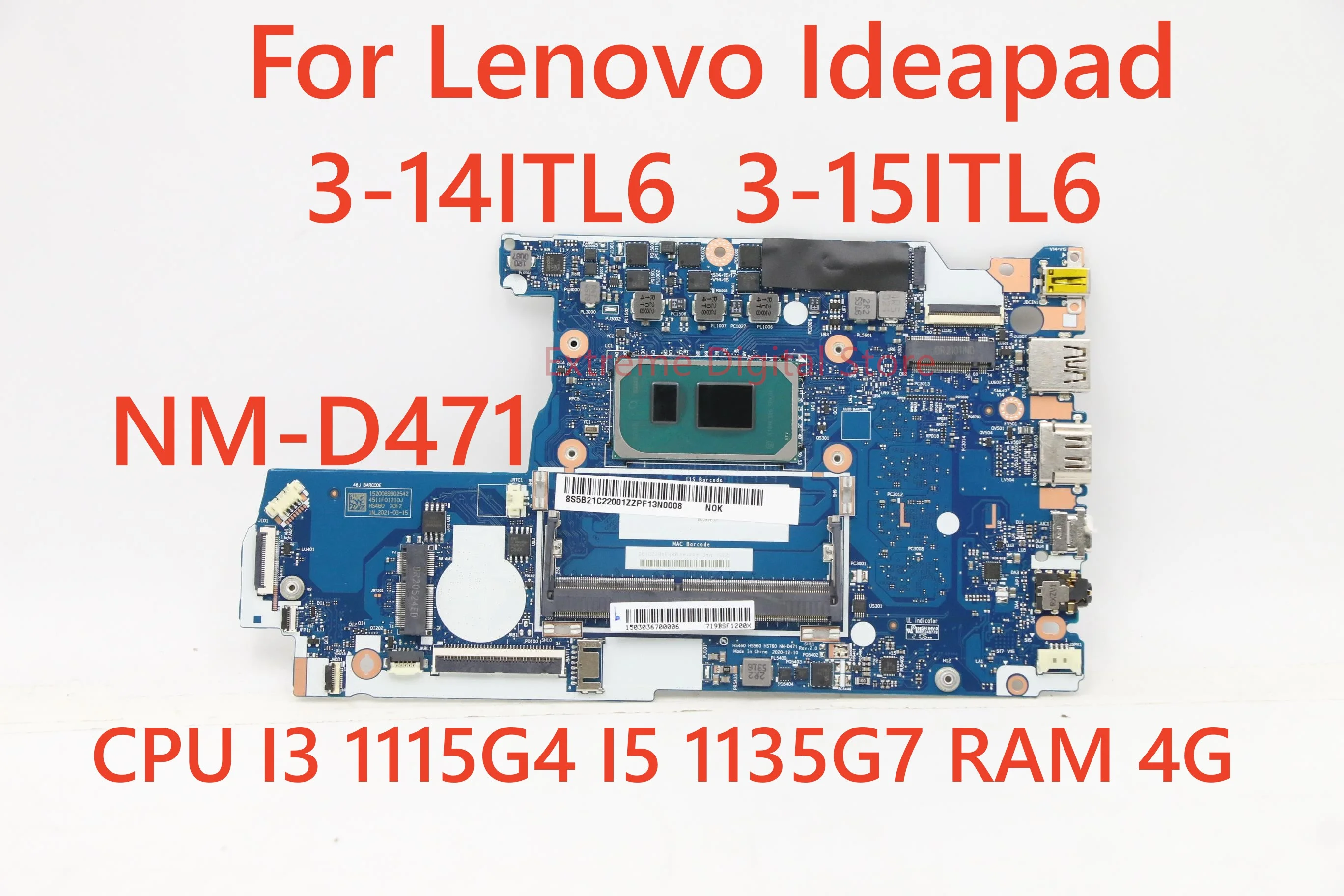 NM-D471 For Lenovo ideapad 3-14ITL6 /3-15ITL6 Motherboard I3