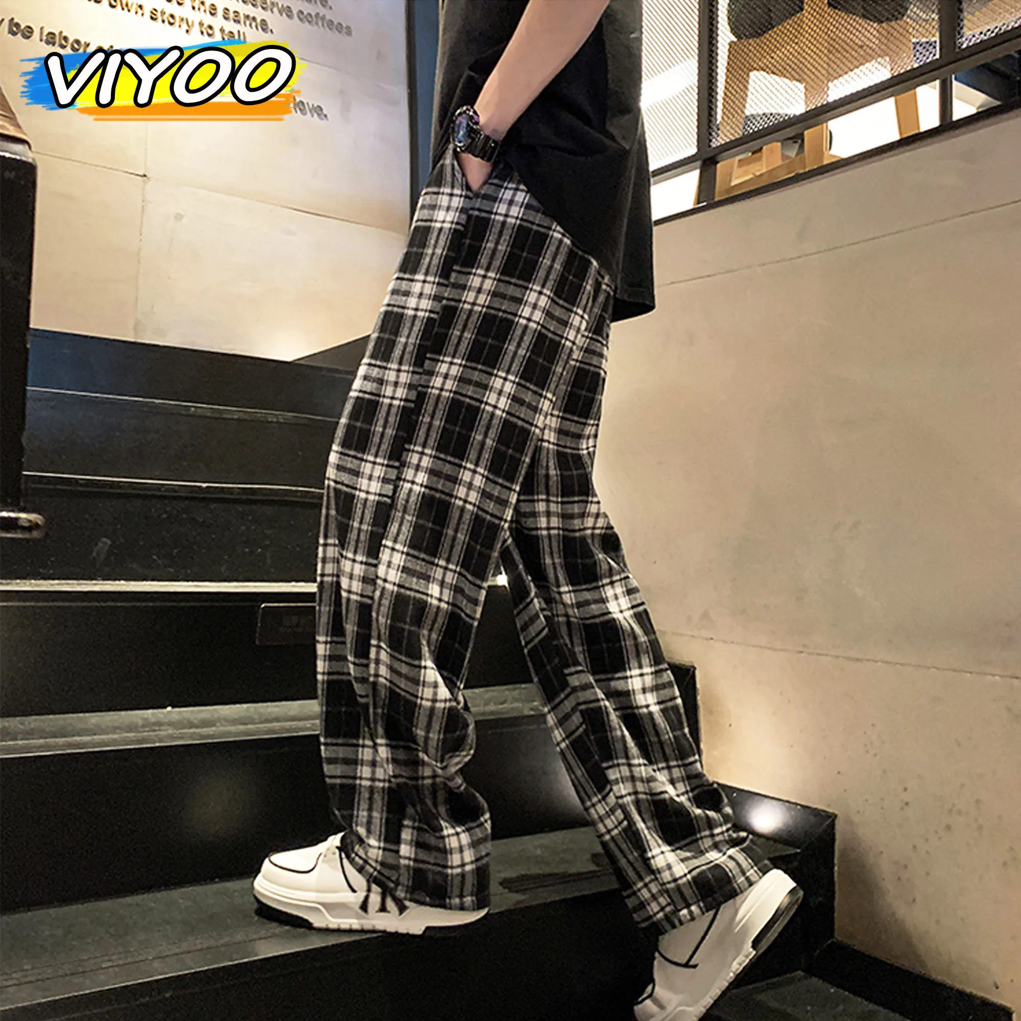 Top Trends: Men's Y2K Vintage Plaid Pants Trousers Casual Pants Sweatpants Harajuku Bagyy Pants Korean Autumn Clotes Man Women Shoppable Styles