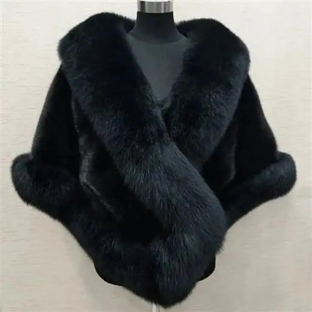 Top Trends: Comfy Cape Coat Fluffy Women Winter Faux Mink Fox Fur Shawl Trendy Autumn Winter Wedding Bridal Warm Coat For Office Shoppable Styles