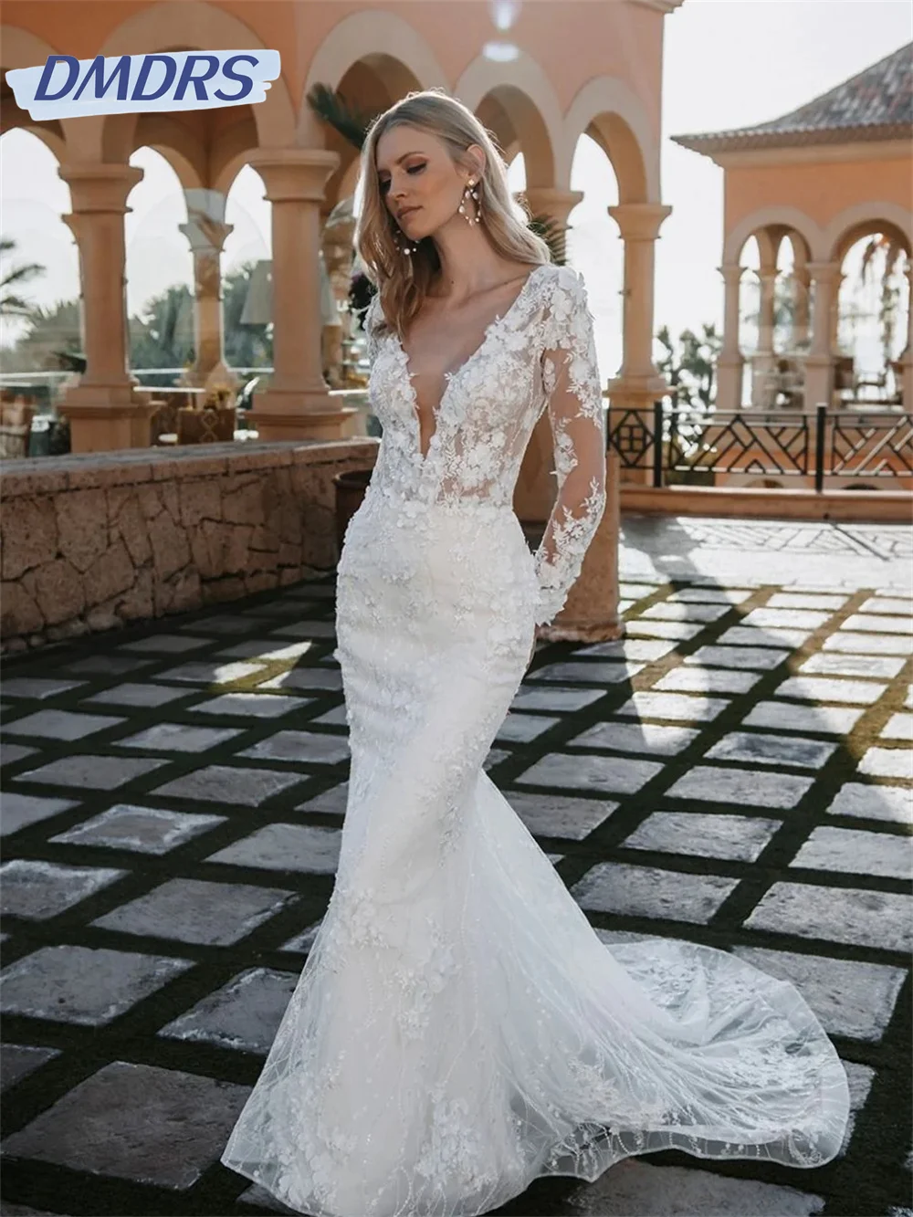 Top Trends: Elegant Deep V Neck Wedding Dress 2024 Sexy Long Sleeve Bridal Gowns Classic Lace Evening Dress Vestidos De Novia Shoppable Styles