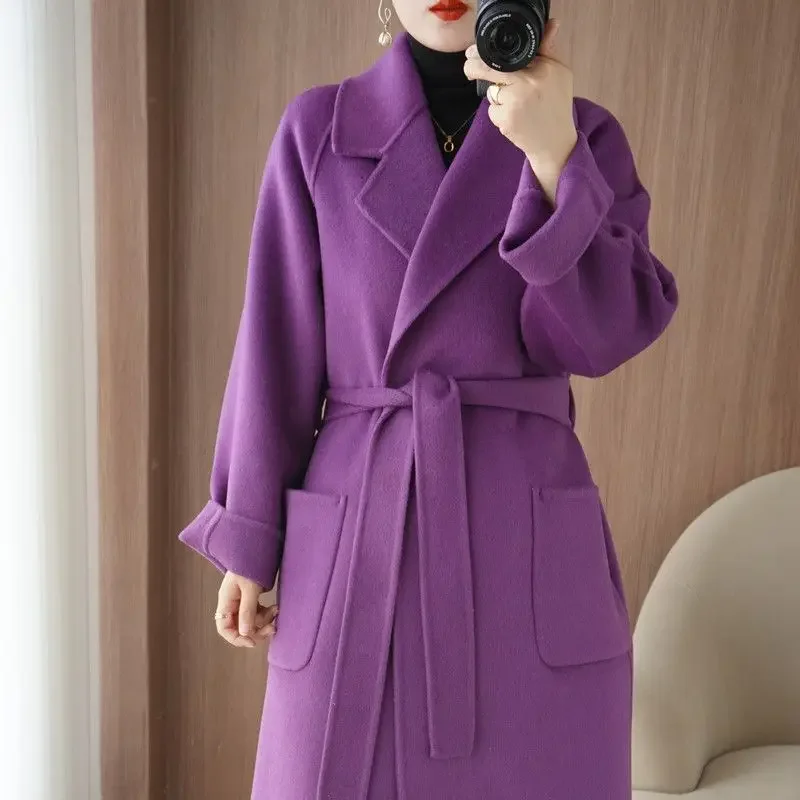 Top Trends: Autumn Winter New High-End Reversible Cashmere Coat Women Loose Large Size Thick Wool Outwear Female Fashion Outcoat 2023 Shoppable Styles