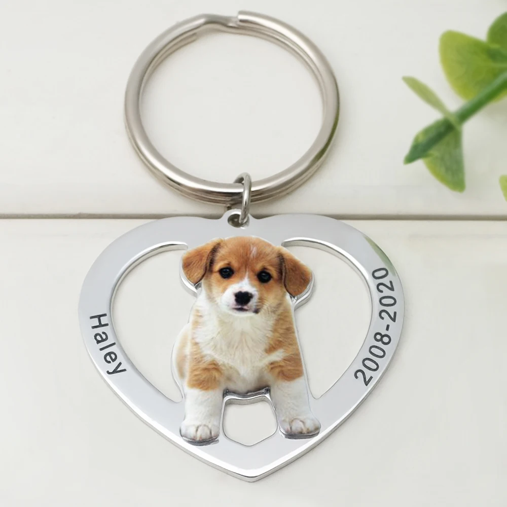 Top Trends: Personalized Photo Keychain Custom Heart Picture Key Chain Dog Cat Key Ring Birthday Pet Lover Gift Keepsake Memory Jewelry Shoppable Styles