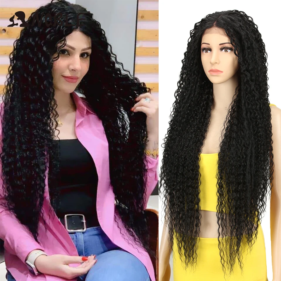 Top Trends: Noble Synthetic Lace Front Wig 38 Inch Long Curly Wig For Women Cosplay Feminino Lace Front Ombre Blonde Wig Heat Resistant Wigs Shoppable Styles