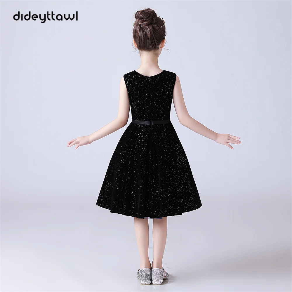 Top Trends: Dideyttawl Formal Dress For Kids Girl Birthday Party Princess Gowns Shiny Sleeveless Knee-Length Vintage Flower Girl Dresses Shoppable Styles - Image 2