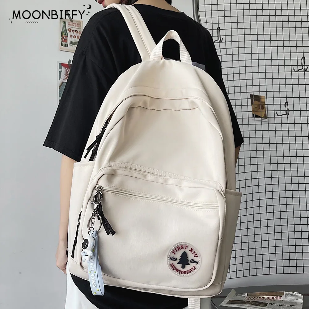 Top Trends: Girl Solid Color Fashion School Bag College Student Women Backpack Trendy Travel Lady Laptop Cute Backpack Green New Female Bag Shoppable Styles