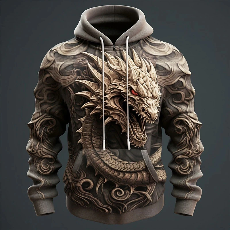 Top Trends: Fashion 3D Dragon Print Hoodies For Men Hip Hop Trend Harajuku Streetwear Autumn New Sweatshirts Oversized Casual Pullover Tops Shoppable Styles