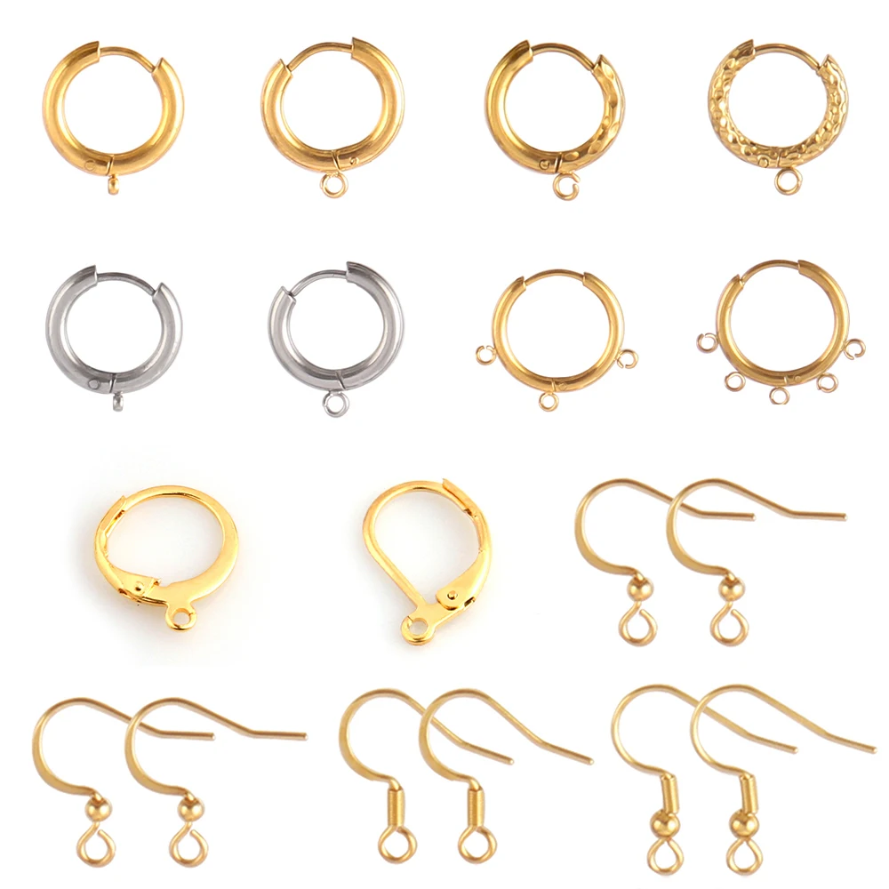 Top Trends: 10-50pcs / Lot Stainless Steel Ear Hook Findings Earrings Clasps Hoop Earring For DIY Jewelry Earrings Making Supplies Accessories Shoppable Styles