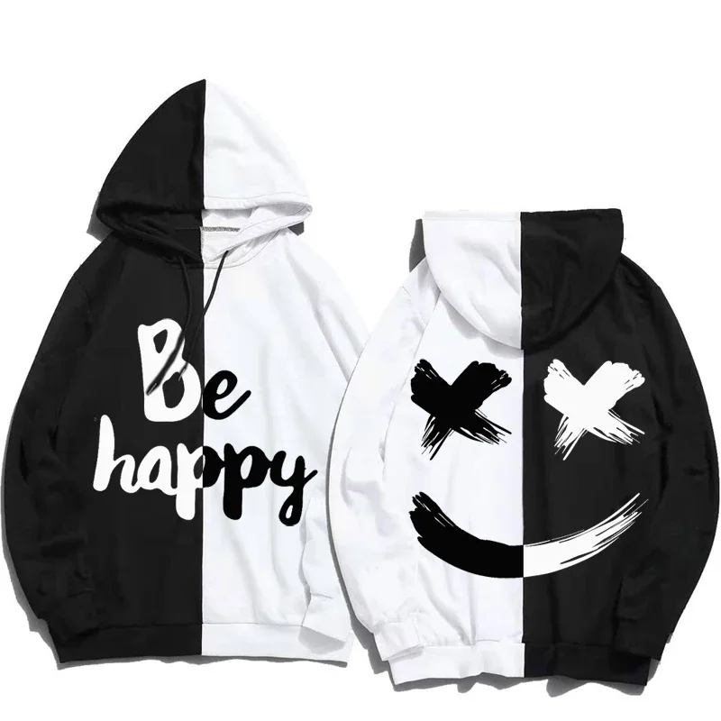 Top Trends: Be Happy Print Hoodies For Men Women High Street Loose Oversized Hip Hop Streetwear Casual Fashion Sweatshirts Moletom Masculino Shoppable Styles