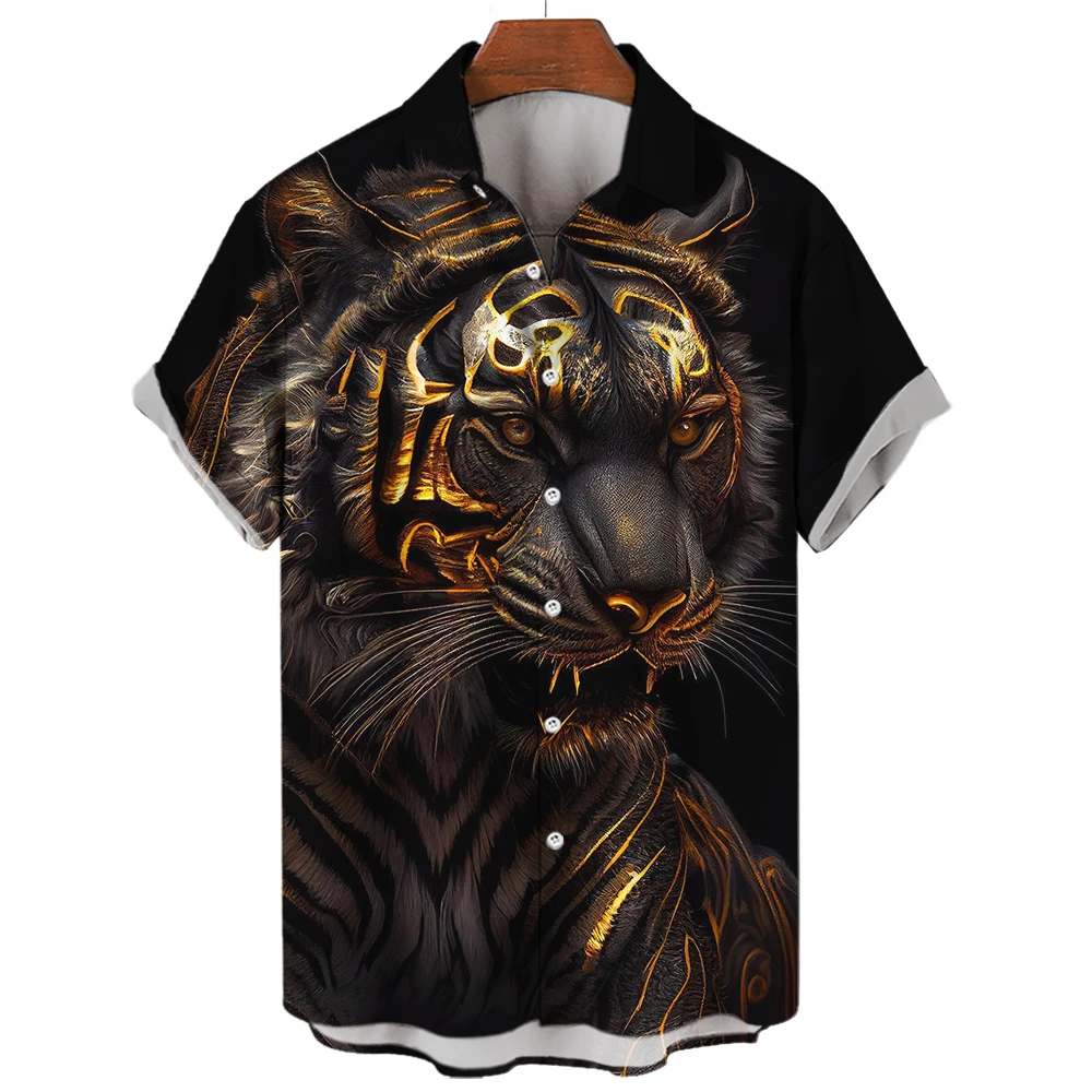 Top Trends: Hawaiian Men&#039;S Shirt 3d Animal Tiger Print Summer Casual Short Sleeved Loose Oversized Shirt Daily Street Tops Party Sweatshirts Shoppable Styles