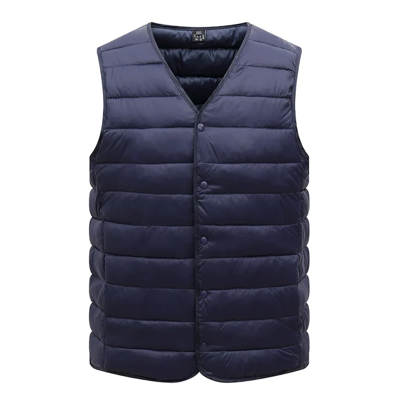 Top Trends: L-5XL Men Ultra Light Down Vest Jacket Male Winter Warm Liner V-neck Sleeveless Vest Coat For Middle Aged Elderly Dad's Clothes Shoppable Styles - Image 3