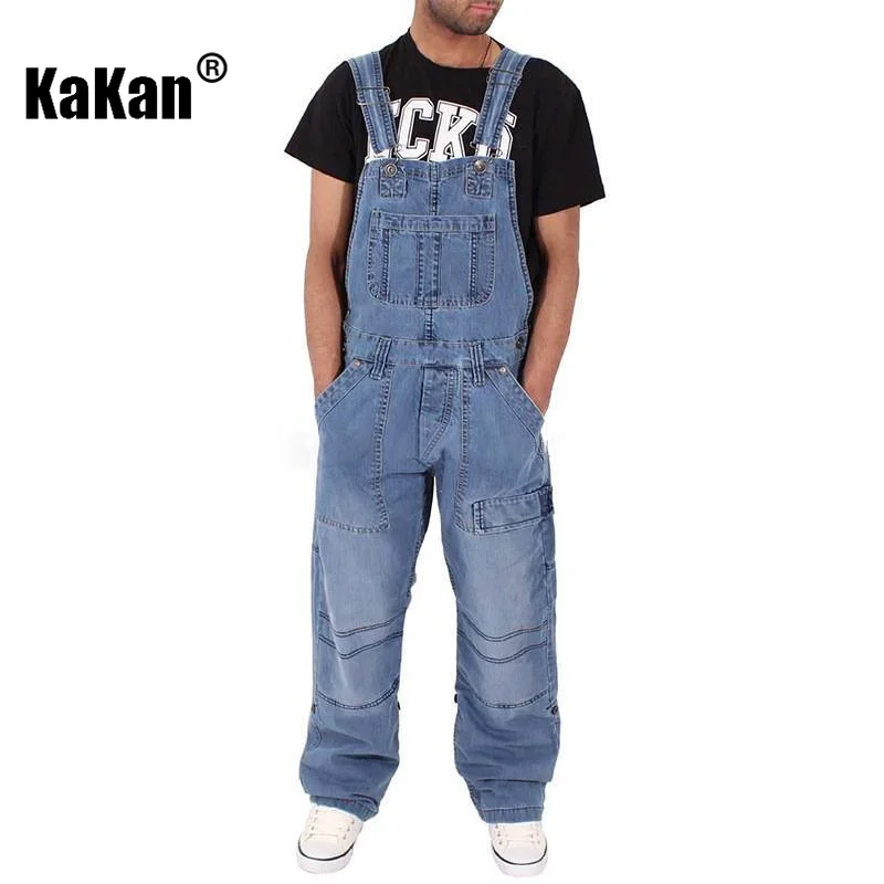 Top Trends: Kakan - European And American New Versatile Work Wear Strap Jeans Men&#039;s Wear, Simple Multi Pocket Loose Fit Jeans K54-0502 Shoppable Styles