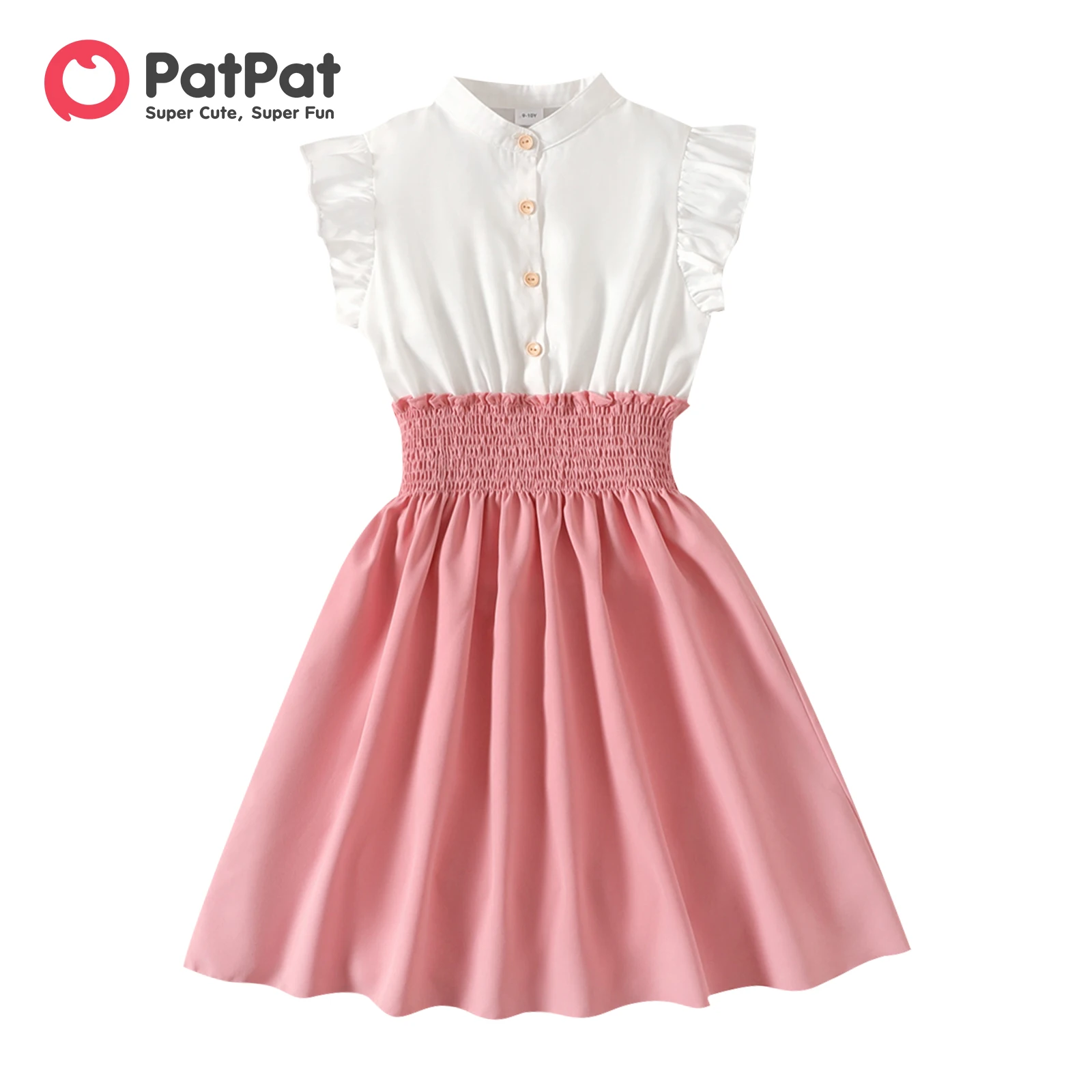 Top Trends: PatPat Kid Girl Dresses Button Design Smocked Splice Ruffled Flutter-sleeve Dress Shoppable Styles