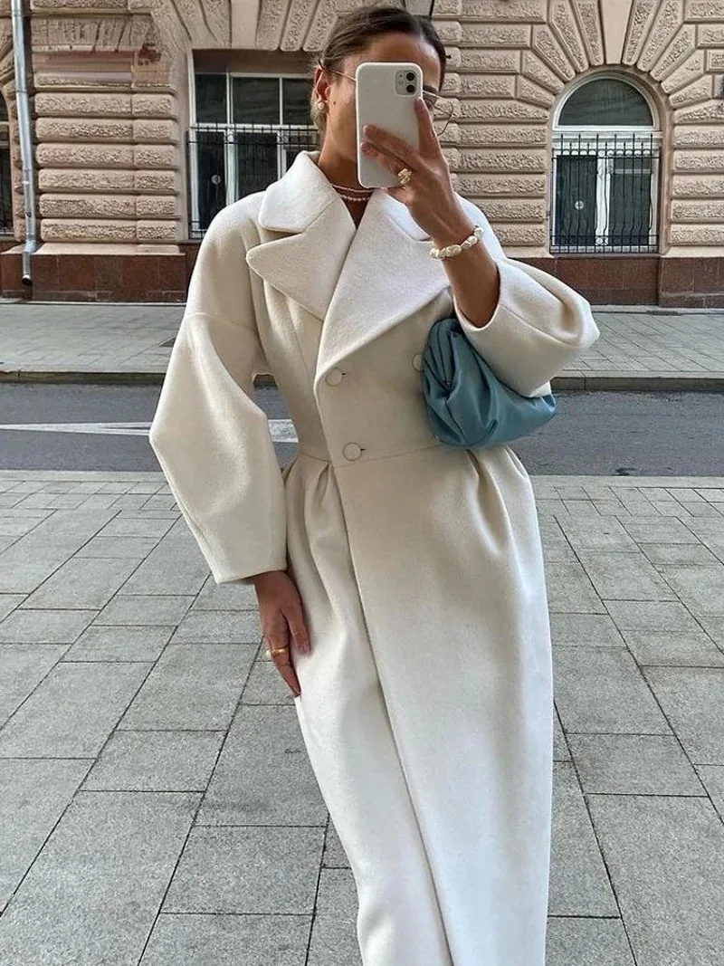 Top Trends: Women Long Coat Autumn Lantern Sleeve Lapel Double-Breasted Office Lady Commute Jacket Windbreaker Thick Streetwear Female Coats Shoppable Styles