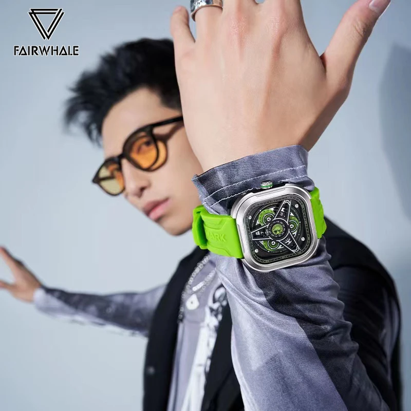 Top Trends: 2023 New Fashion Green Watch For Mens Sports Silicone Strap Waterproof Square Quartz Wrist Watches Luxury Brands Mark Fairwhale Shoppable Styles - Image 4