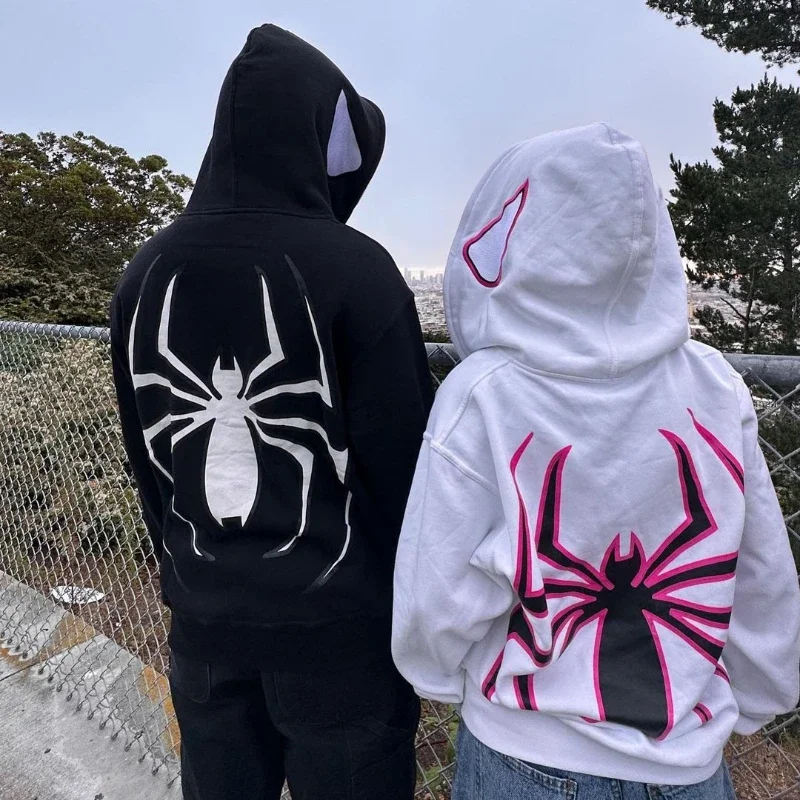 Top Trends: Y2k Emo Women Streetwear Hoodie Spider Punk Zip Up Hoodies Graphic Oversized Sweatshirt Gothic Harajuku Kpop Alt Men Clothes Shoppable Styles