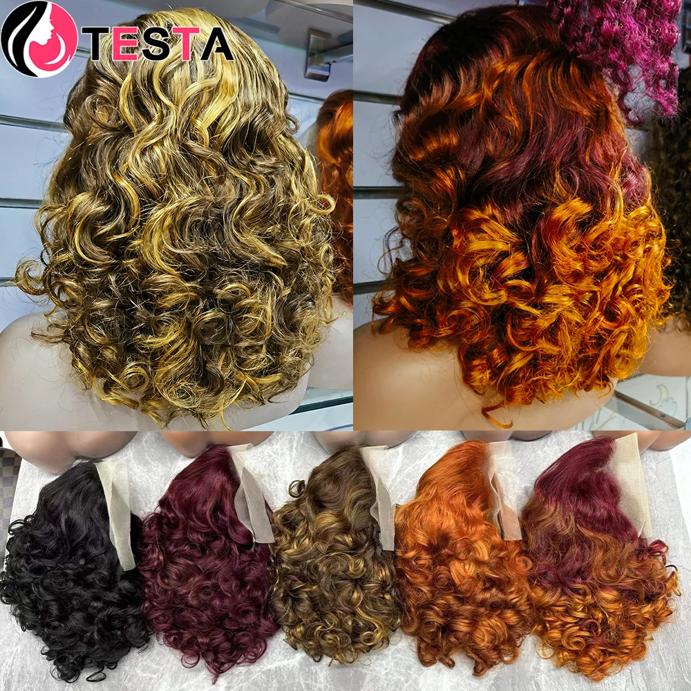 Top Trends: Bouncy Curly Human Hair Wigs 13x4 Transparent Lace Frontal Wig Pre-Plucked Indian Remy Hair P427 Bob Loose Wavy Wig 250% Density Shoppable Styles