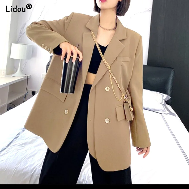 Top Trends: Simplicity Office Lady Fashion Casual Formal Notched Loose Button Solid Color Pockets Tops Spring Autumn Women&#039;s Clothing 2023 Shoppable Styles