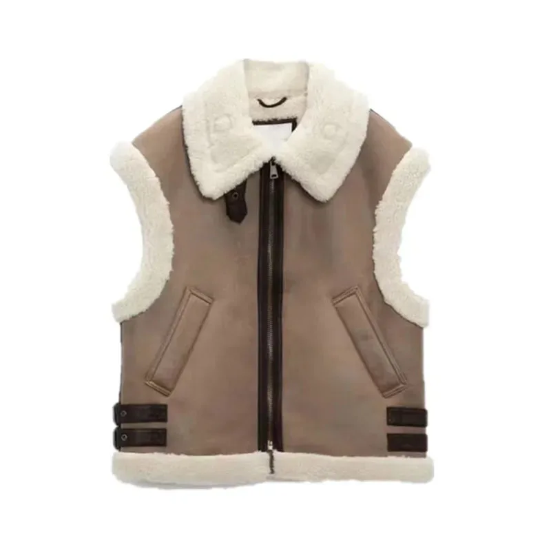 Top Trends: New Women's Brown Fur One Piece Lapel Vest Coat Thickened Vest Shoppable Styles