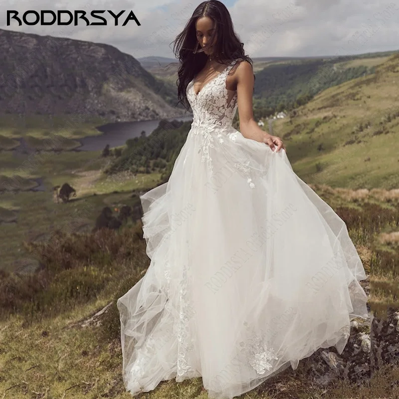 Top Trends: RODDRSYA Romantic Backless Tulle Wedding Dresses Sleeveless Lace Applique Robe De Mariée A Line Boho Bridal Gowns Custom Made Shoppable Styles - Image 6