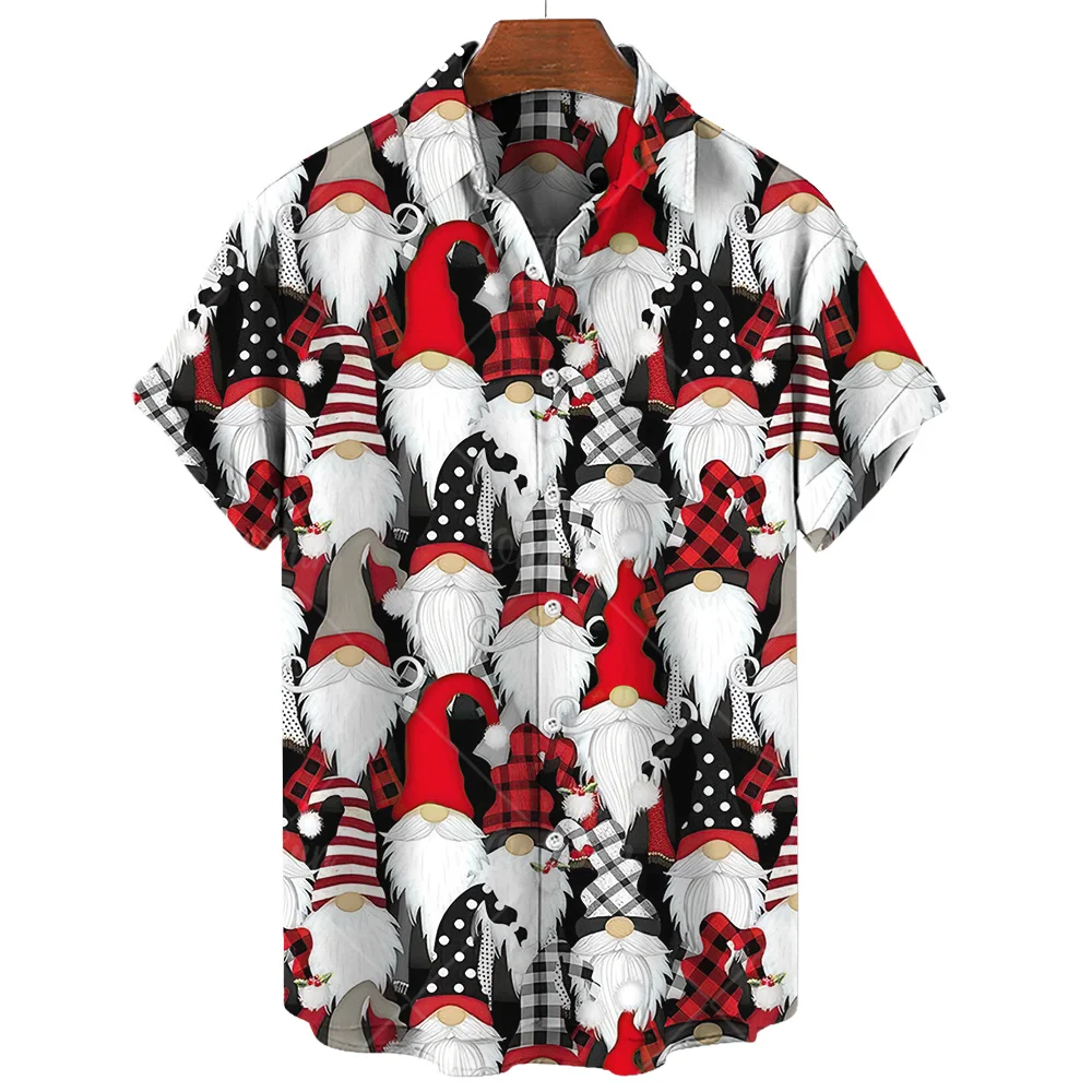 Top Trends: 2023 Men Christmas Shirts Tops Short Christmas Graphic Print Tee Summer Lapel Fashion Hawaiian Shirts Holiday Oversized Clothing Shoppable Styles