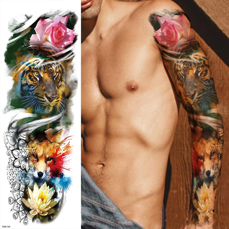 Top Trends: Large Arm Tattoo Sticker Full Sleeve Waterproof Body Art Full Fake Tatoo Tiger Wolf Flowers Rose Semi Permanent Tattoo Women Man Shoppable Styles - Image 3