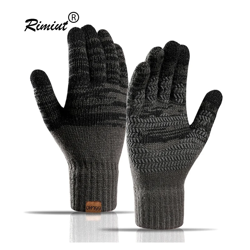 Top Trends: Rimiut Thick Knitted Anti-Slip Warm Winter Gloves Men Women Driving Skiing Outdoor Sport Gloves Touch Screen Bicycle Gloves Shoppable Styles