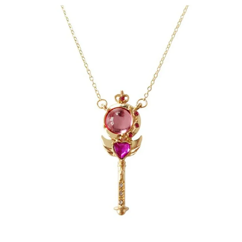 Top Trends: Anime Sailor Loving Wand Crystal Cosplay Pendant Necklace Girl Accessories Cute Props Shoppable Styles