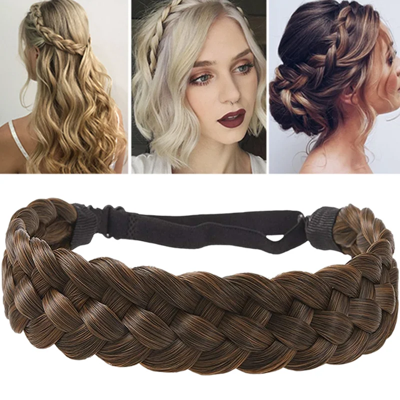 Top Trends: Synthetic Braided Headbands Fake Hair Plaited Hair Band Braiding Hair Accessories Hair Extension Hairpiece For Women Girls Shoppable Styles - Image 4