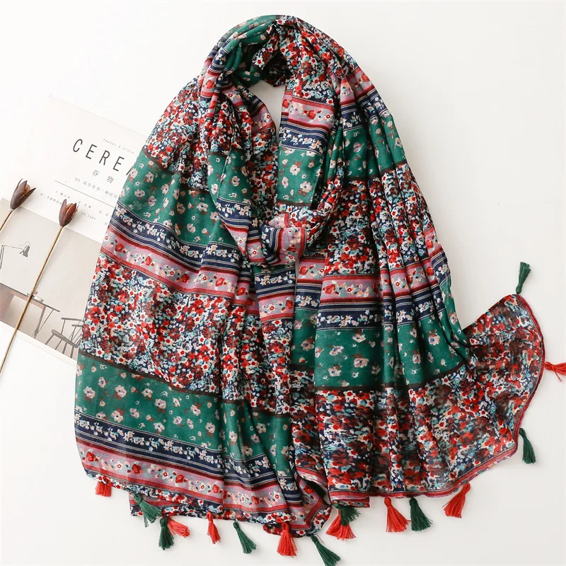 Top Trends: 46 Designs Fashion Aztec Polka Floral Tassel Viscose Shawl Scarf Lady Print Soft Thin Wrap Stole Bufandas Muslim Hijab 180*90Cm Shoppable Styles