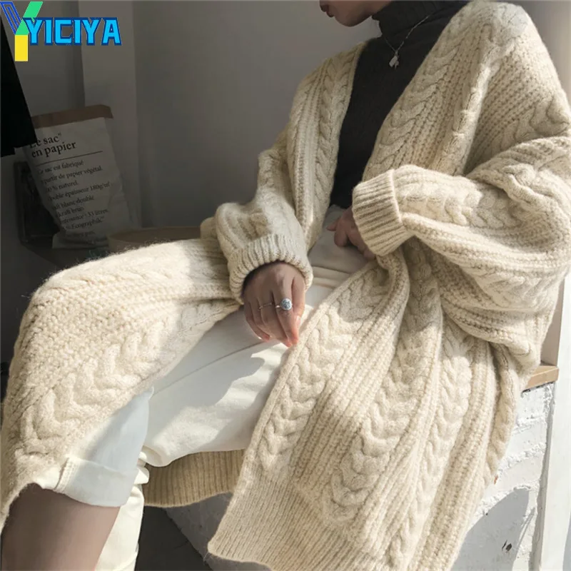 Top Trends: YICIYA Long Cardigan Women Clothing Knitwears New Fashion Sweaters 2023 Winter Length Knitted Cardigan Sweater Long Sleeve Top Shoppable Styles - Image 5