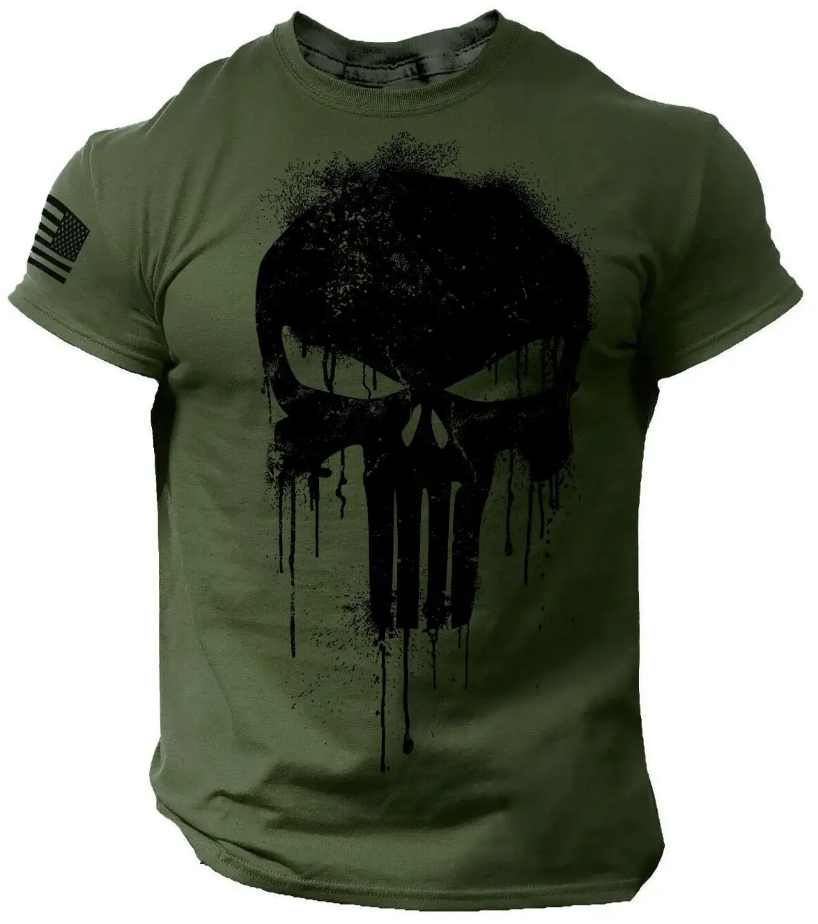 Top Trends: Men's T Shirt 3D Print Military Patriotic Skull Dropped T Shirt Oversized Short-Sleeved Sportswear Men Clothing Tops Tees Shoppable Styles - Image 2