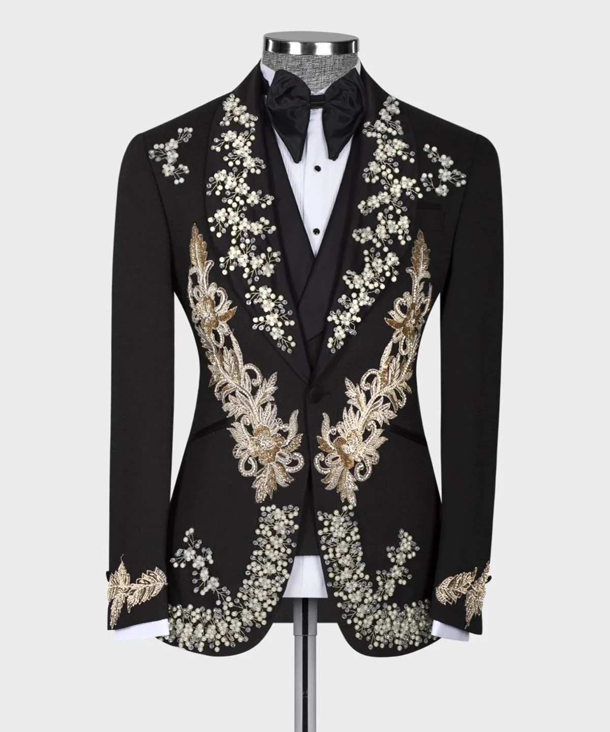 Top Trends: Custom Made Suits For Men Luxxury Men Suit 2 Pieces Blazer Vest Appliques Beads PearlFormal Work Wear Wedding Plus Size Tailored Shoppable Styles - Image 2