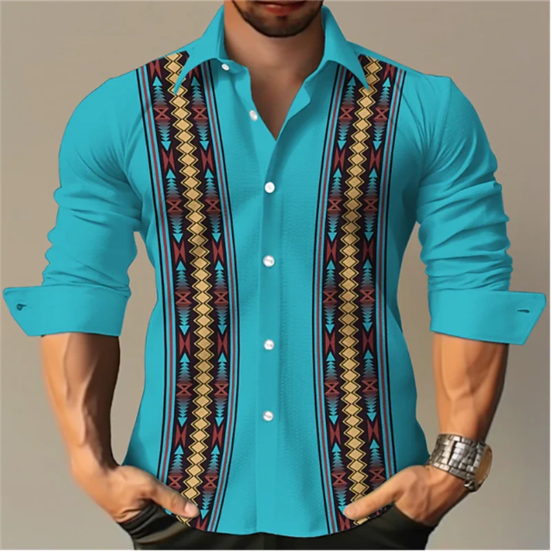 Top Trends: Men's Long Sleeve Shirt Button Fashion Stripe Plaid Tribal Lion King Casual Outdoor Lapel Plus Size New Soft Comfortable Top Shoppable Styles