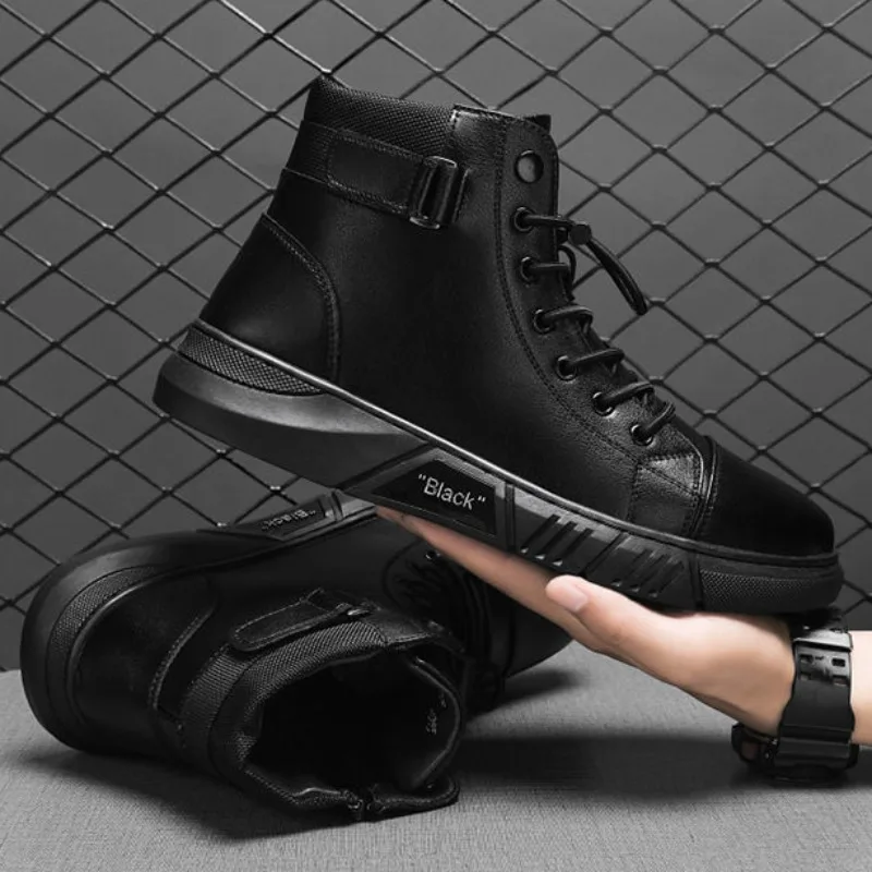 Top Trends: 2024 New Mens Boots Fashion Platform Boots High Top Waterproof Leather Boots For Men Motorcycle Boot Big Size48 Botas Masculinas Shoppable Styles