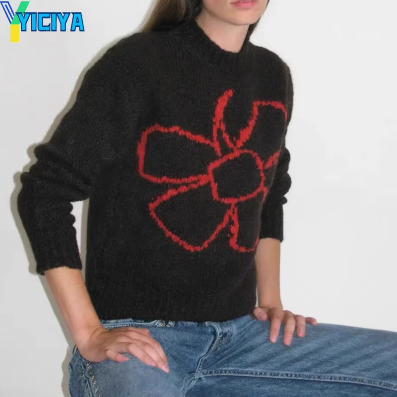 Top Trends: YICIYA Pullover Spanish Palom* Brand Flower Design Sweater Korean Fashion Women Knitted New Outfit Knitwear Streewear Knit 2024 Shoppable Styles