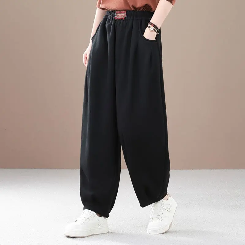 Top Trends: 2023 Casual Sports Loose And Simple Elastic Waist Pocket Oversize Fashionable And Versatile Women's Solid Color Sanitary Pants Shoppable Styles - Image 2