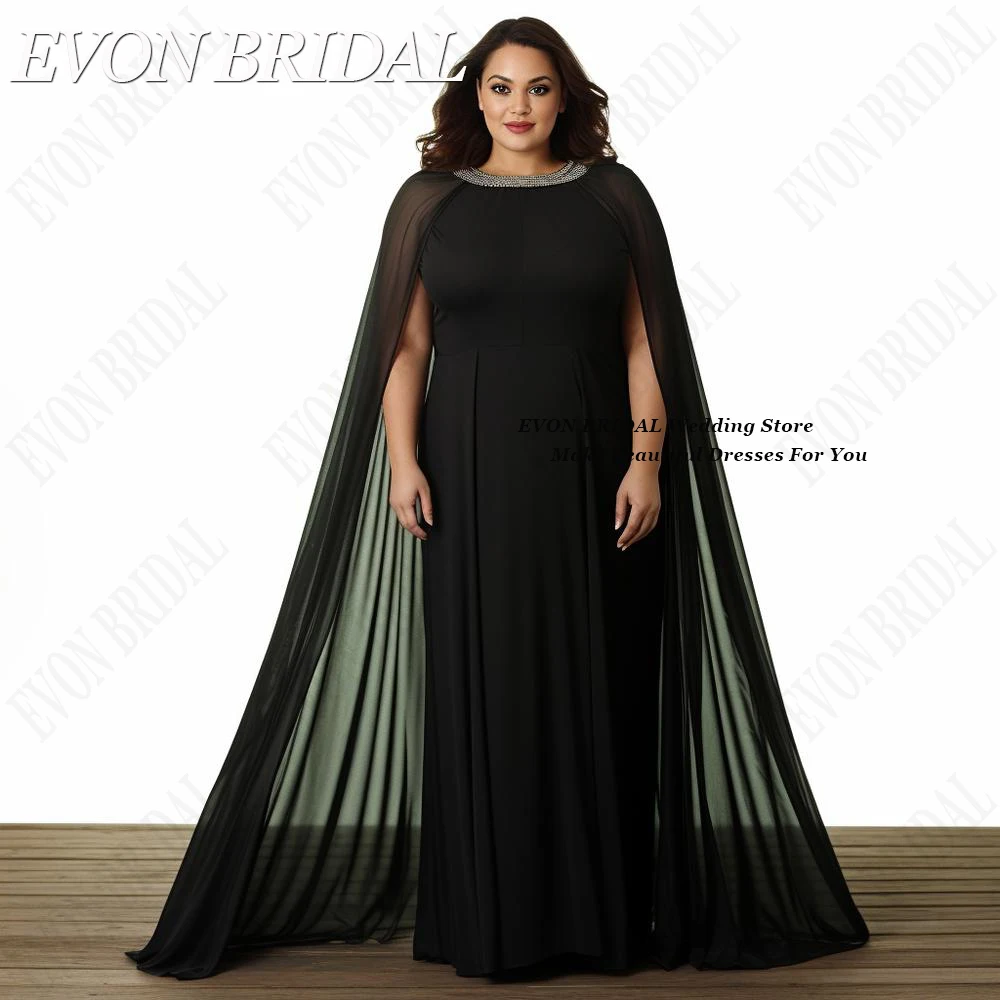 Top Trends: Black Plus Size Mother Of The Bride Dresses For Weddings Chiffon Cape Sleeves Wedding Guest Dress Vestidos Para Madre Del Novio Shoppable Styles