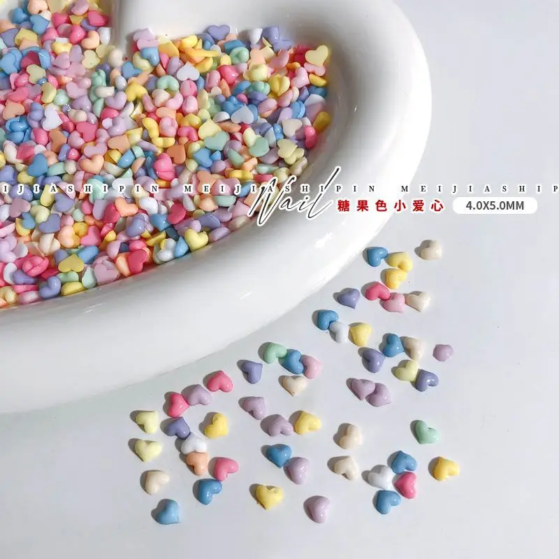 Top Trends: 100Pcs Nail Art Mini Heart Charms 4x5mm Mix / White Resin Cute Rhinestones Heart Shaped Nail 3D Decals For Manicure Nail Supply Shoppable Styles